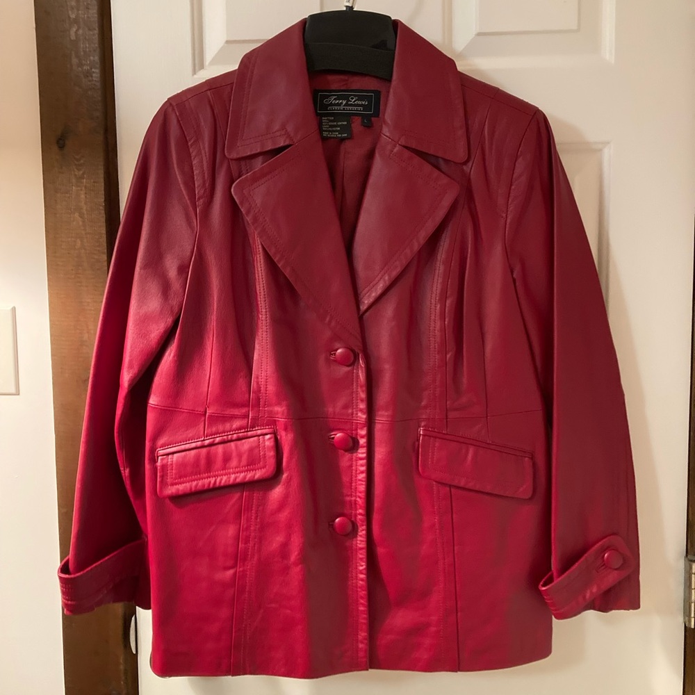 Terry Lewis Classic Luxuries deep red leather jacket